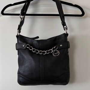 Coach Black Leather Chain Shoulder Bag